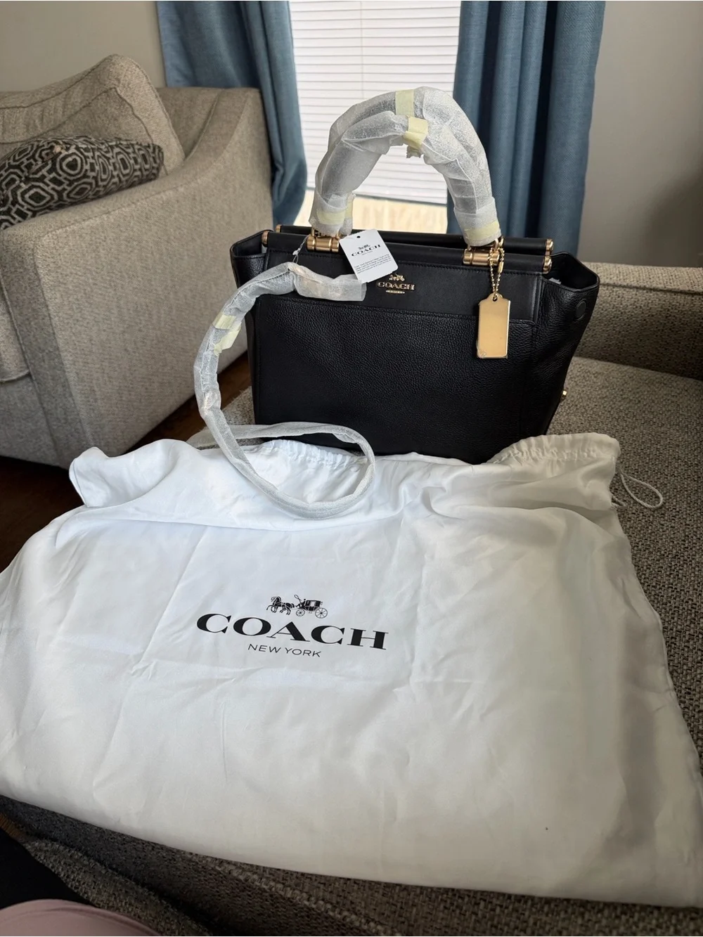 COACH Grace 2-Way Shoulder Bag Handbag Leather Black 21343